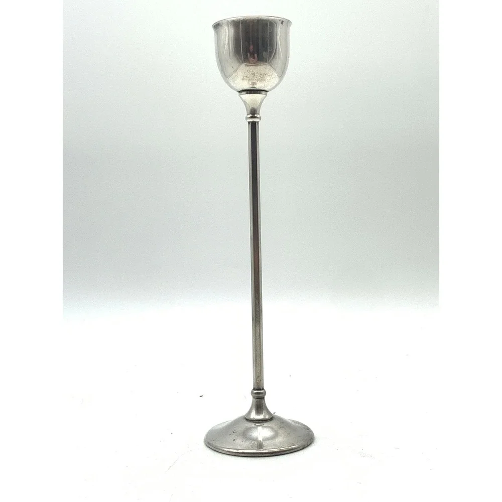 WA Italy Candlestick 10.5 Inch Silver Silverplate‎ Tall Slender Stem Tulip Cup